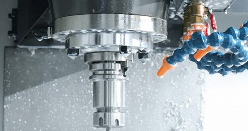 CNC machining in UAE: A close-up image of a CNC machine spindle