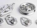 CNC Milled Parts: Close-up of various CNC milled aluminum parts